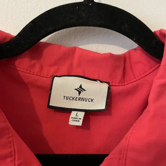 Tuckernuck Sleeveless Charlie Dress Shirt‎ Dress Red Coral Size L Collar Classic - Picture 4 of 10